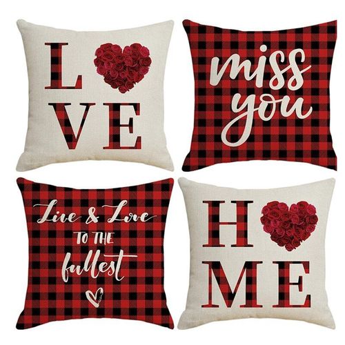 Housse De Coussin Série Rouge, Taie D'oreiller Décorative Pour Couple, Salon, Canapé, Maison, Saint Valentin