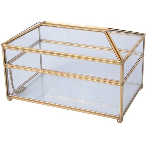 Boîte à mouchoirs en verre doré, miroir pratique, boîte de rangement de mouchoirs de maquillage, cadeau élégant pour anniversaires, noël et mariages