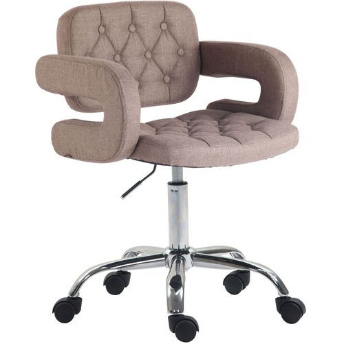 Chaise De Bureau Réglable En Hauteur Pivotante Dossier Et Accoudoir En Tissu Taupe Bur10436