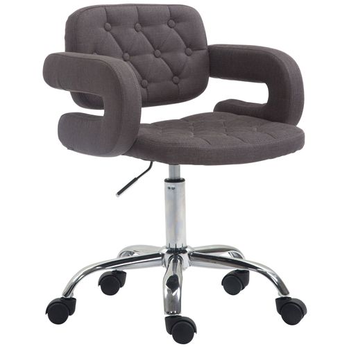 Chaise De Bureau Réglable En Hauteur Pivotante Dossier Et Accoudoir En Tissu Gris Foncé Bur10427