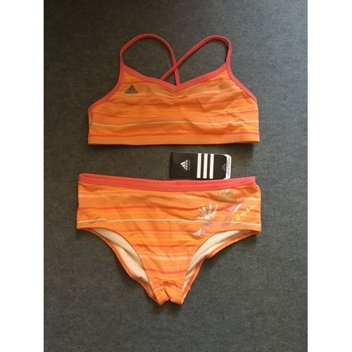Maillot De Bain 2 Pièces -Bikini Orange Adidas Neuf 16 Ans
