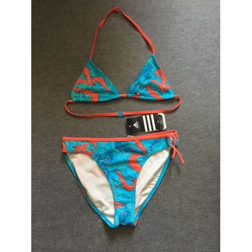 Maillot De Bain 2 Pieces Adidas 16 Ans Ou 34/36 Neuf Bleu/Rouge Neuf