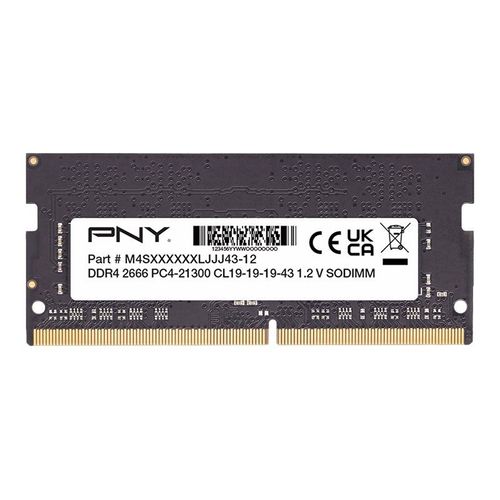 PNY - DDR4 - module - 8 Go - SO DIMM 260 broches - 2666 MHz / PC4-21300 - CL19 - 1.2 V - mémoire sans tampon - non ECC