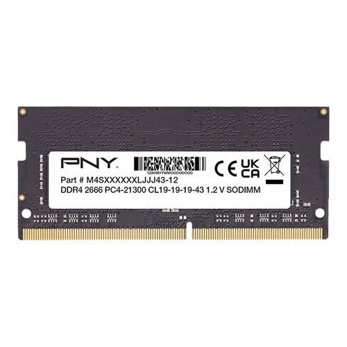 PNY - DDR4 - module - 16 Go - SO DIMM 260 broches - 2666 MHz / PC4-21300 - CL19 - 1.2 V - mémoire sans tampon - non ECC