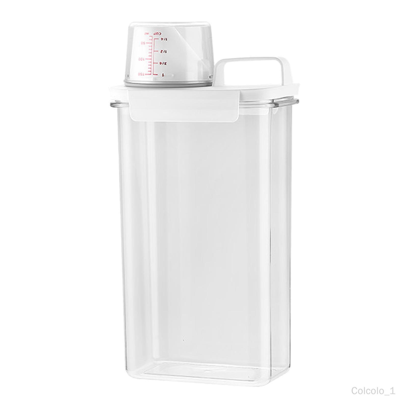Distributeur de détergent à lessive en plastique, avec tasse à mesurer, bac  à linge, boîte de rangement pour lavage, distributeur de grains secs pour  céréales sucrées, 2,3 L 2.3L