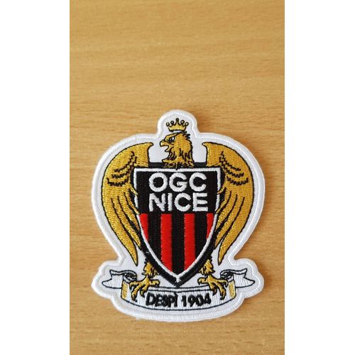 Écusson Brodé Club De Football Ogc Nice 8,5x7 Cm Thermocollant, Pas Besoin De Couture