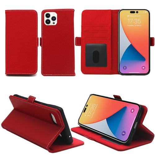 Housse Rouge Pour Apple Iphone 14 Pro Max 5g 6,7 Pouces Etui De Protection Portefeuille À Rabat Avec Porte Cartes Xeptio