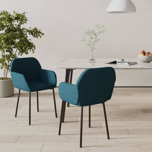 Vidaxl Chaises De Salle À Manger 2 Pcs Bleu Velours