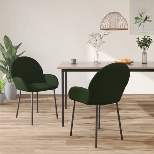 Vidaxl Chaises De Salle À Manger 2 Pcs Vert Foncé Velours