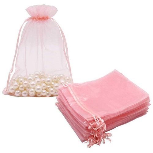 Grands Sacs En Organza Rose Blush, 17x23 Cm, 100 Pièces, Sacs-Cadeaux En Maille, Pochettes À Cordon Pour Bijoux, Mariage, Noël