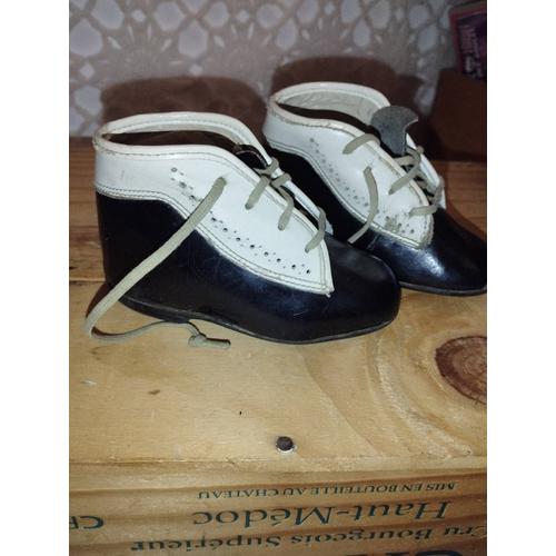 Chaussures Ancienne Vintage Bébé Cuir Déco Très Bon État