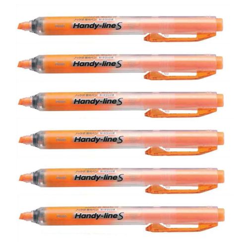 Pentel Lot De 6 Surligneurs Handy-Line S Rétractable/Rechargeable Orange