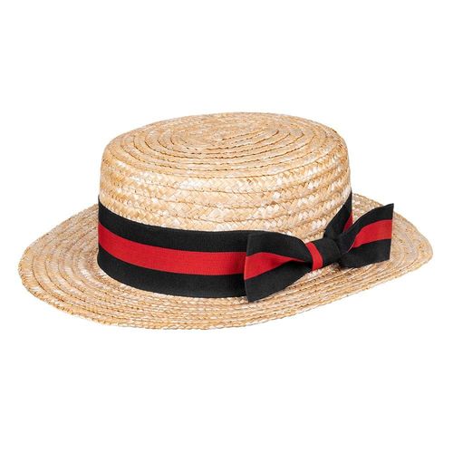 Chapeau Canotier Ruban Noir Et Rouge