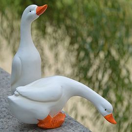 Figurines De Bonsaï D'oie Blanche, Ornement De Jardin D'étang De Pelouse, Sculpture Réaliste, Décoration De Maison, Statues De Couple De Canard