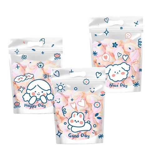 Sacs À Fermeture Éclair Auto-Scellante, Nougat 3 En 1, Lapin De Dessin Animé Fille, Emballage De Support À Bonbons Pour Biscuits Flocon De Neige, New-50pcs