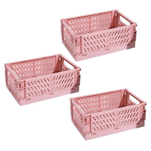 Boîte de rangement pliable en plastique, panier utilitaire, conteneur pour cosmétiques, rose, New-3X