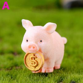 Modèle De Bonsaï Artisanal Miniature, Décoration De Jardin, Maison, Lingot D'or, Ornements En Résine, Figurine Famille De Cochon Micro