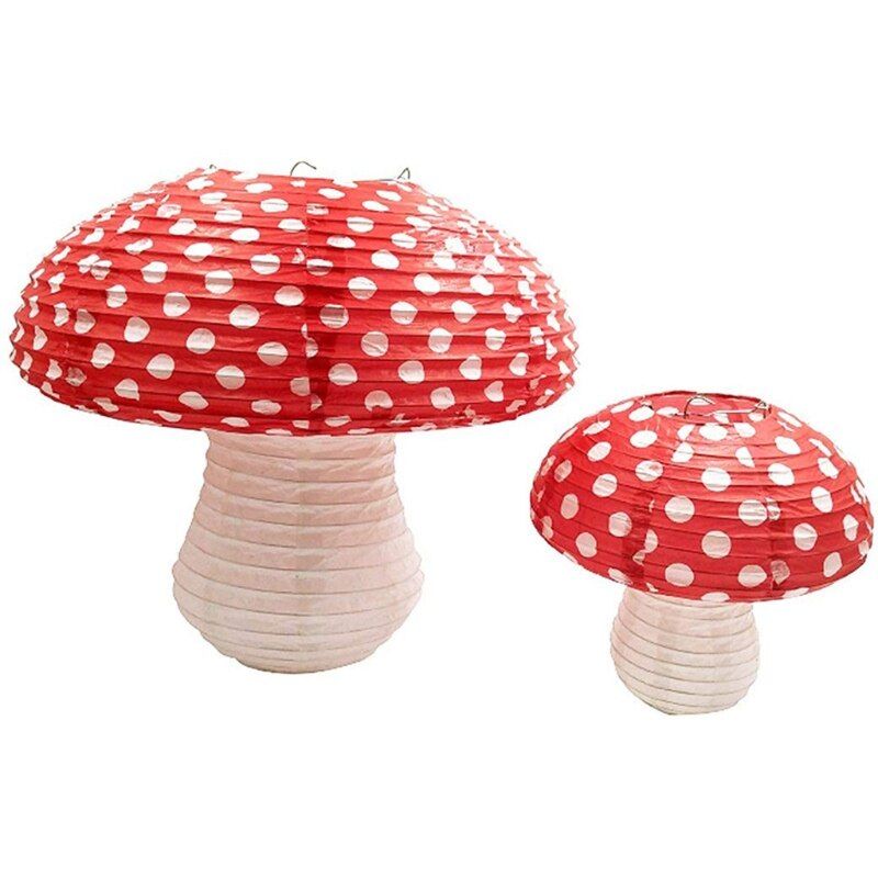 Grandes lanternes suspendues en papier en forme de champignon 3D, décor de fête d'anniversaire