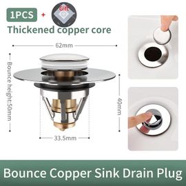 Bouchon D Evier Avec Filtre Bonde Lavabo Pop Up 3 En 1 Acier Inoxydable - Bouchon Évacuation 37-50 Mm Bouchon évacuation Lavabo 37-50 Mm Laiton