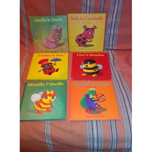 Lot De 6 Livres Enfants "Collection Les Petites Bêtes"Amélie La Souris, Belle La Coccinelle, Loulou Le Pou,  Léon Le Bourdon, Mireille L'abeille, Barnabé Le Scarabée.