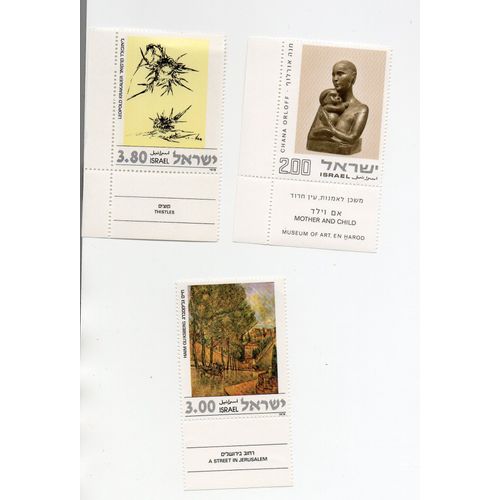 Israël- Lot De 2 Timbres Neufs Avec Tab-Tableaux Et 1 Timbre Neuf Avec Tab- Sculpture
