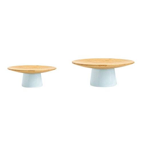 Bol À Fruits En Bois De Bambou, Vaisselle En Bois, Plats À Dessert, Assiette En Céramique Plateaux De Service De Qualité, Support De Table Basse 2 Pièces