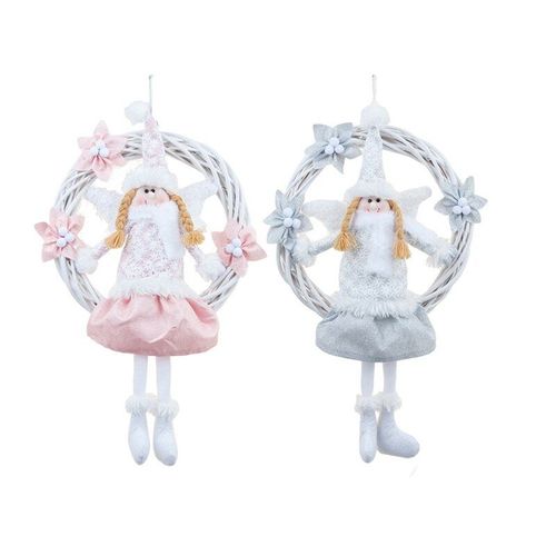 Couronne D'ange De Noël Blanche, Anneau De Vigne Rose, Pendentif De Porte Suspendue Pour Arbre De Noël, Ornements, Nouvelle Collection
