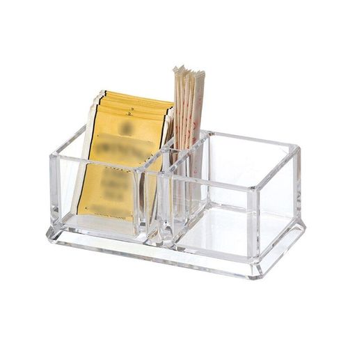 Sachets de thé en acrylique transparent à 2 grilles, support de sachets de café et de sucre, boîtes de rangement en acrylique, étui organisateur