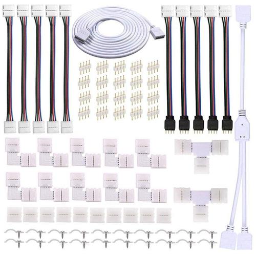 Led Bande Kit De Connexion Pour 5050 10mm 4pin Rvb Led Bande, 2 Voies, Bricolage Accessoires Pour Rvb Led Bande Connexion