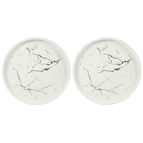 Ensemble De Couverts En Porcelaine, Plat En Céramique De Marbre Or Blanc De 20cm, Table De Cuisine, Assiette À Steak Dessert Décorative Européenne, Ljl-2x