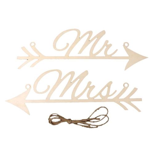 Panneaux Flèches Mr & Mrs 1 Paire, Décoration De Chaise De Fête De Mariage, Accessoire De Photographie, Cadeaux Rustiques En Bois