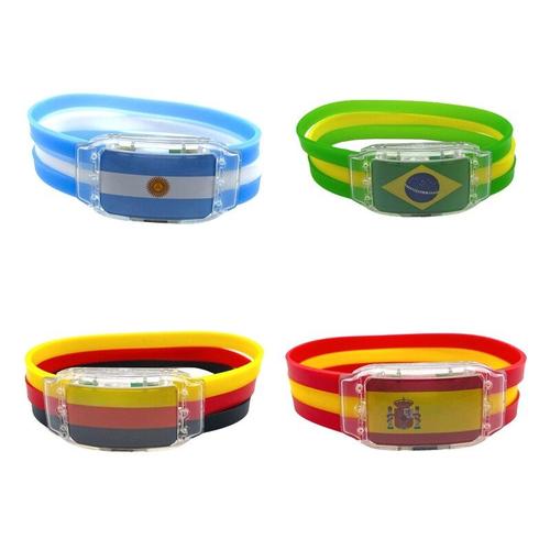 Bracelet Led Coupe Du Monde Du Qatar Pour Hommes Et Femmes, 4 Styles Différents, Drapeau National Allemand, Argentin, Espagnol, Brésilien, 2022