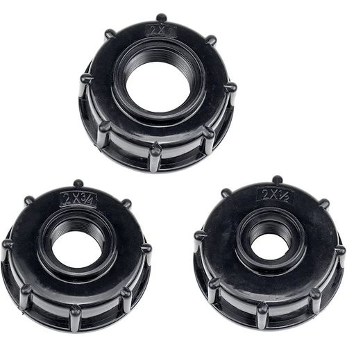 3 Pièces IBC Bouchon de Réservoir Plastique Adaptateurs, S60x6 Ibc Raccord Bouchon Réservoir, , pour Le Jardin de La Maison (Noir)