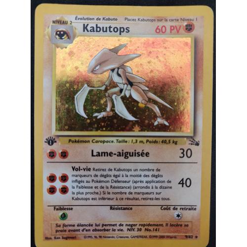Carte Pokemon Kabutops 60pv 9/62 Holo Vf - Edition 1/Fossile