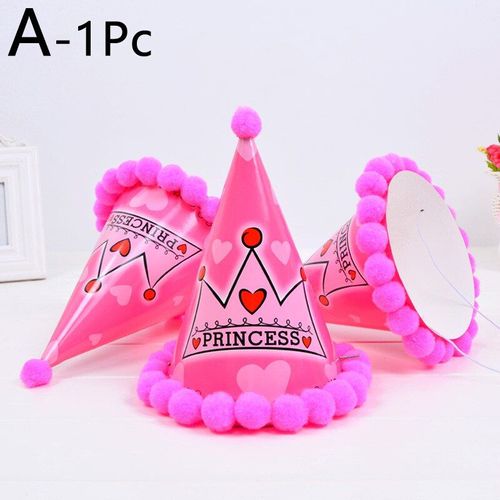 Chapeau D'anniversaire Arc-En-Ciel Pour Bébé Et Enfant, Décoration De Couronne, Pompon, En Papier, Motif De Dessin Animé, Festival