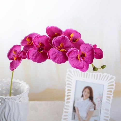 Bouquet d'orchidées artificielles en soie, 8 têtes, fausses fleurs, papillon, pour décorer la maison, pour une fête de mariage
