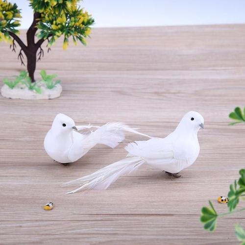 Figurines De Pigeon Blanc Artificielles En Plastique, Mousse, Plumes, Décoration Suspendue Pour Table De Maison Et Jardin, Cadeau Créatif 8a1875