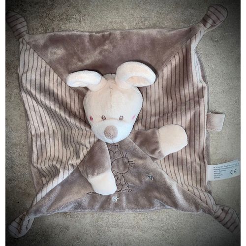 Doudou Lapin Marron Kiabi Plat Porte Tétine Lapinou 