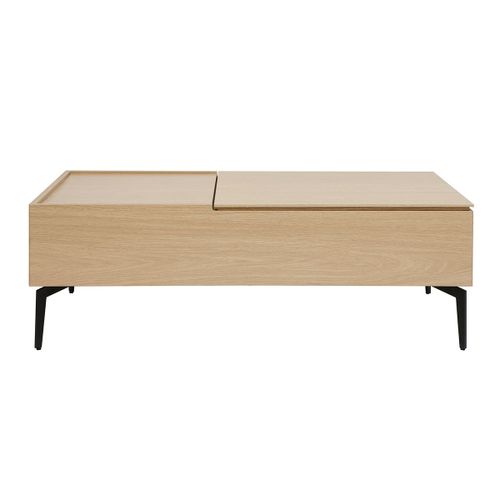 Table Basse Relevable En Bois Clair Et Métal Noir L102.5 Seda