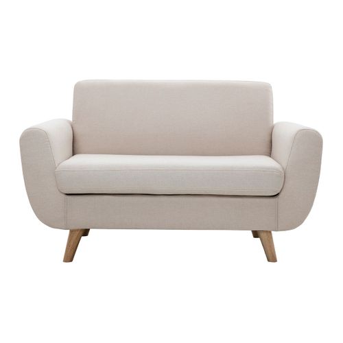 Canapé Scandinave 2 Places Beige Et Hévéa Massif Pure