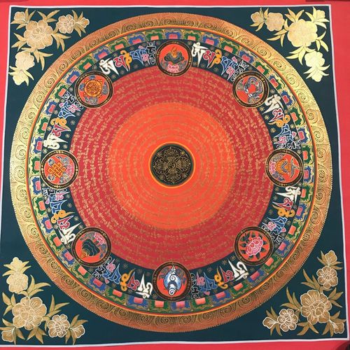 Mandala Du Mudra Et Huit Bons Augures Tibétains 