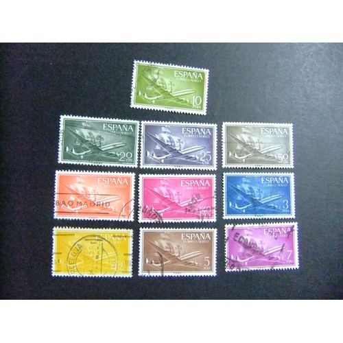 30 Espagne 1955 / Transport Avion Et Navire / Edifil1169 /1179 Fu Incom.