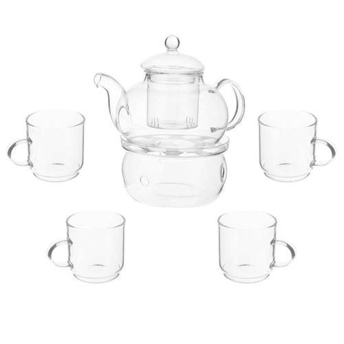 1 Ensemble De Théière En Verre Borosilicaté Fleur Résistant À La Chaleur Ornement De Cuisinière Passoire Théière Tasses Amovible Café Cadeau Pour La - C