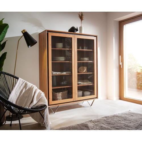 Vitrine Stonegrace Acacia Nature 115x150 2 Portes Placage En Pierre Pieds En Vvitrine