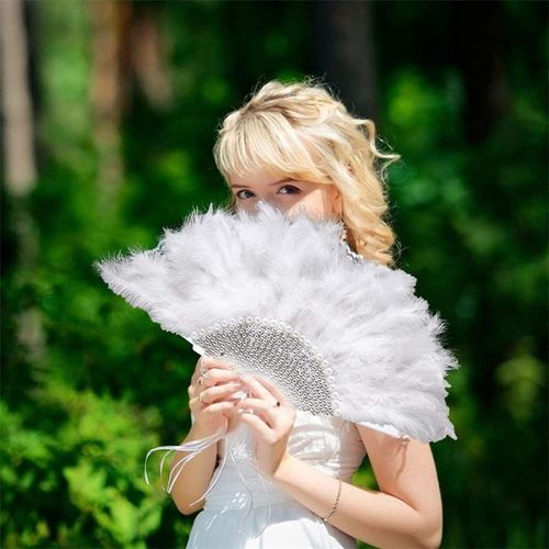 Éventail Plume Éventail À Main Pour Femme Éventail Pliant Plume Ventilateur Plume Flapper Accessoire