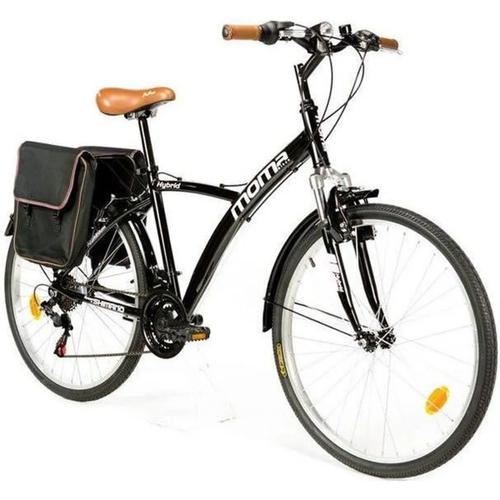 Moma Bikes - Vélo Trekking - Hybrid 26" - Aluminium - Shimano - 18 Vitesses - Suspension Avant