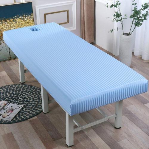 Couleur Violet Taille 190x70cm Drap-Housse De Table De Massage En Polyester Doux, Couverture Complète Élastique Avec Bande De Caoutchouc, Couverture De Lit De Spa Avec Trou Pour Le Visage