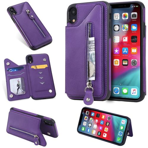 Coque Iphone Xr,Etui Pour Iphone Xr,Coque En Cuir Pour Iphone Xr,Convient A Etui La Iphone Xr,Violet