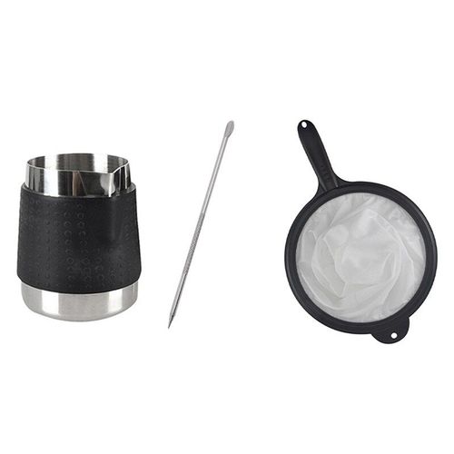 Carafe À Mousse En Acier Inoxydable De 350ml, Avec Stylo Décoratif, Passoire Pour Feuille De Thé, Farine, Noix, Lait, Sac À Mailles Fines