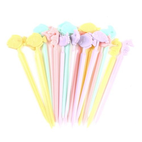 Fourchettes À Dessert, 20 Pièces/Ensemble, Style Créatif, Couleur Bonbon, Mini Choix De Fruits Pour Enfants, Dessin Animé Mignon Océan Poignée De Poisson, Fourchettes À Dessert